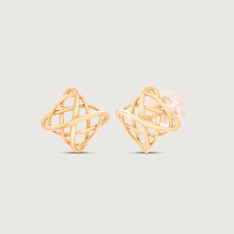 Lattice Charm Gold Stud Earrings
