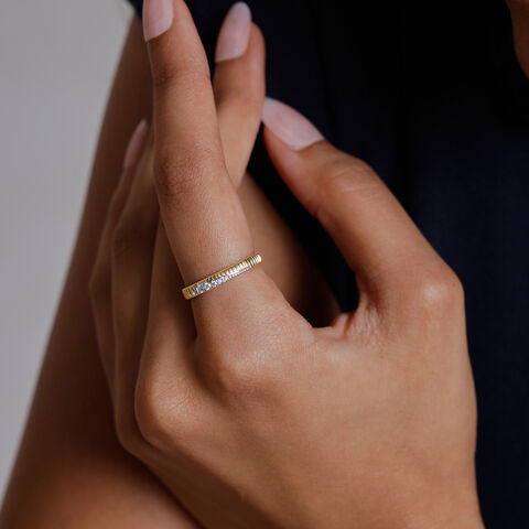 Textured Striking Diamond Ring