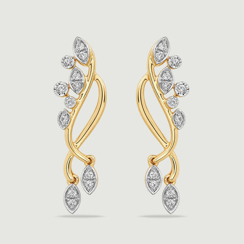 Serene Floating Diya Diamond Drop Earrings