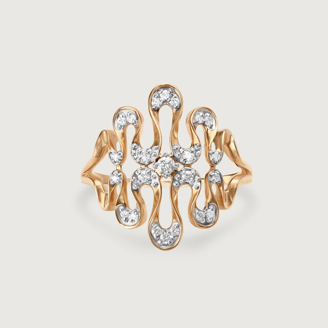 Twisting Tide 14 Kt Gold & Diamond Ring,,hi-res image number null