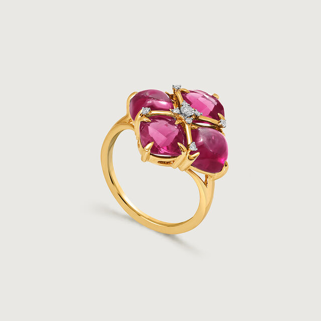 Bordeaux Bling 14KT Diamond & Ruby Finger Ring,,hi-res view 4