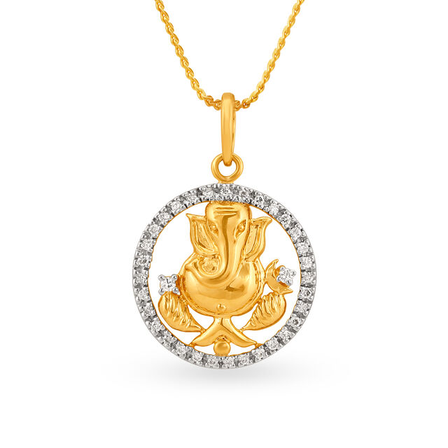 Pristine Lord Ganesh Gold and Diamond Pendant