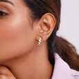 Beaded Sculpt Gold Hoop Earrings,,hi-res view 2