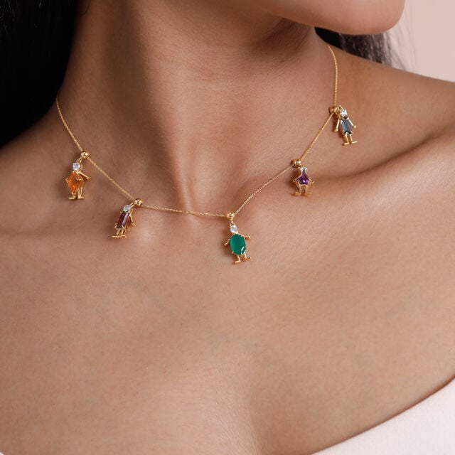 Colour Kin Multicolour Gold Necklace,,hi-res image number null