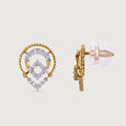 Twisted Elegance Gold & Diamond Stud Earrings,,hi-res view 4