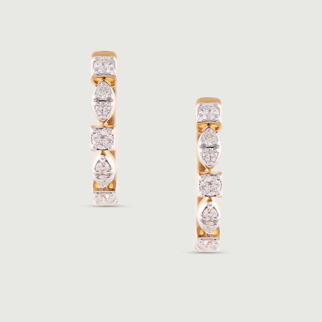Classic Glam Gold & Diamond Hoop Earrings,,hi-res image number null