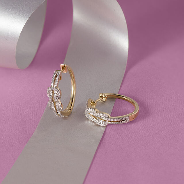 Whimsical Charm Gold & Diamond Hoop Earrings,,hi-res image number null