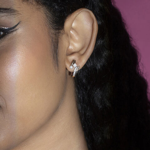 Groovy Glimmer Gold & Diamond Hoop Earrings