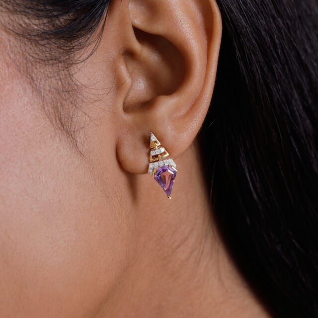 Sleek Radiant Amethyst Drop Earrings,,hi-res image number null