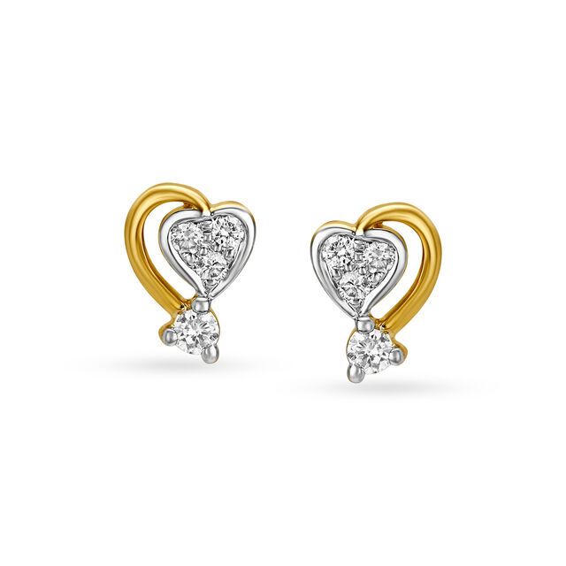 14KT Yellow Gold Diamond Stud Earrings,,hi-res view 1