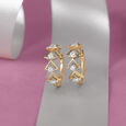 Modern Chic Gold & Diamond Hoop Earrings,,hi-res view 1