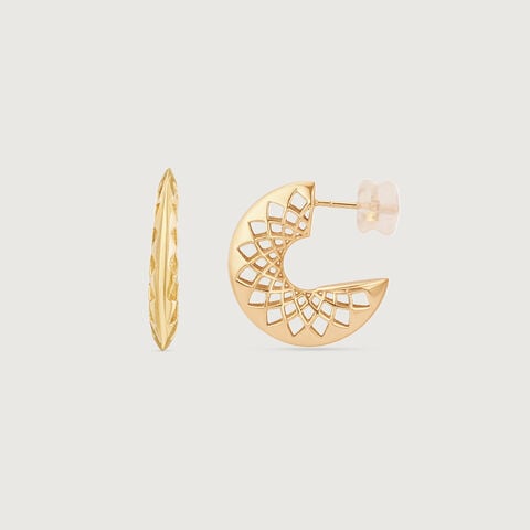 Sculpted Lattice Gold Hoop Earrings