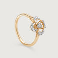 Sparkling Petals 14KT Gold & Diamond Finger Ring,,hi-res view 4