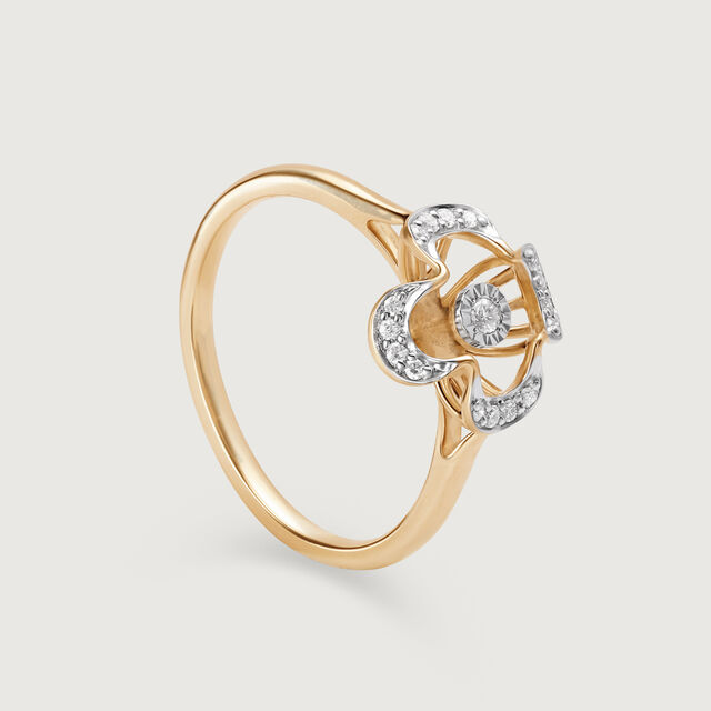 Sparkling Petals 14KT Gold & Diamond Finger Ring,,hi-res image number null