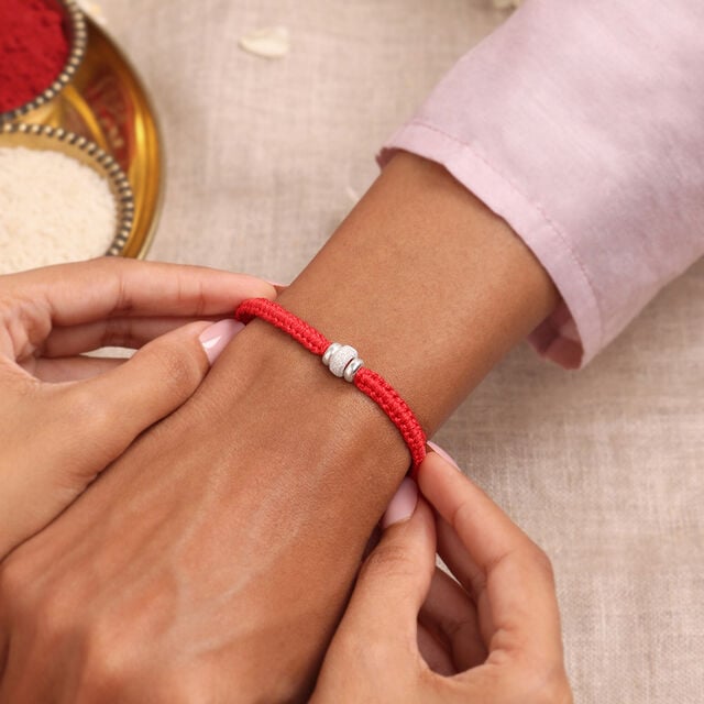 Radiant Texture Silver Rakhi,,hi-res image number null