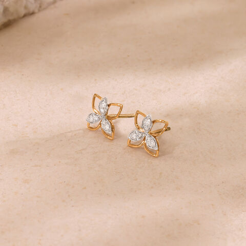 Exquisite Flourishing Diamond Platinum Gold Stud Earrings