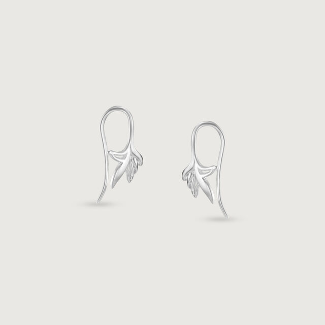 Sculpted Leaf Silver Stud Earrings,,hi-res image number null