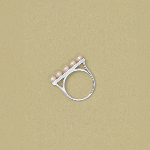 Pearl Row Silver Ring