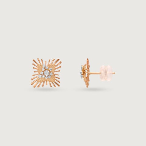 Radiant Bloom Diamond Stud Earrings