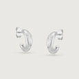 Textured Bold Silver Hoop Earrings,,hi-res view 3