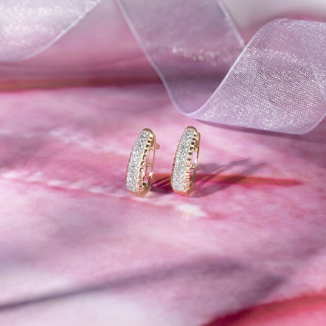 Tapered Shine Gold & Diamond Hoop Earrings,,hi-res image number null