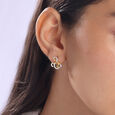 Floral Swirl Gold & Diamond Stud Earrings,,hi-res view 2