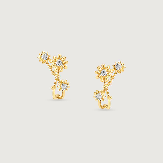 Dewdrop Daisy Diamond Hoop Earrings,,hi-res image number null