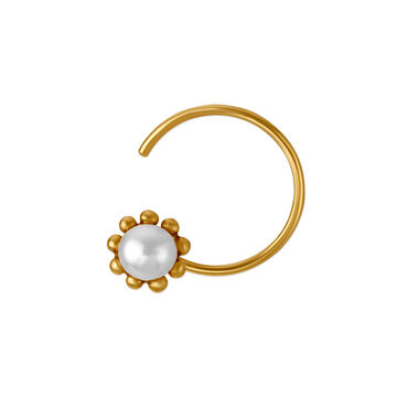 14KT Yellow Gold Nose Pin with Dainty Pearl