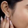Emerald Glint Diamond Stud Earrings,,hi-res view 2
