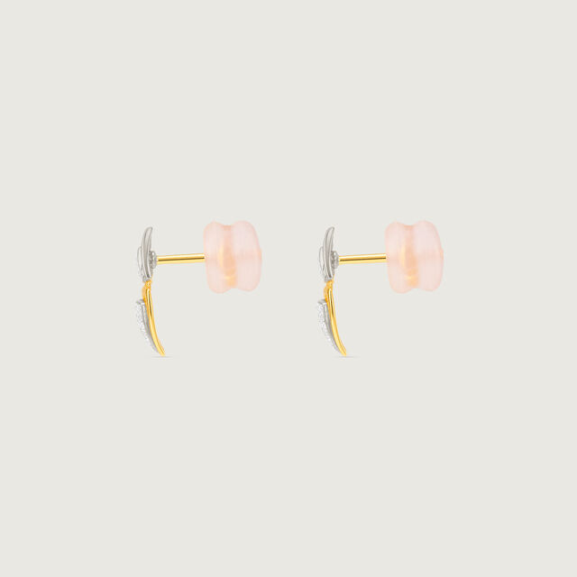Architectural Poised Diamond Platinum Gold Stud Earrings,,hi-res image number null