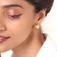 Contemporary Cube 18KT Gold Hoop Earrings,,hi-res view 2
