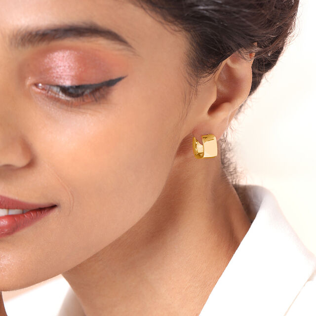 Contemporary Cube 18KT Gold Hoop Earrings,,hi-res image number null