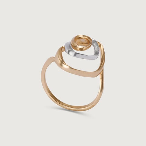 14KT Yellow-White Gold Oval Ring With Openwork