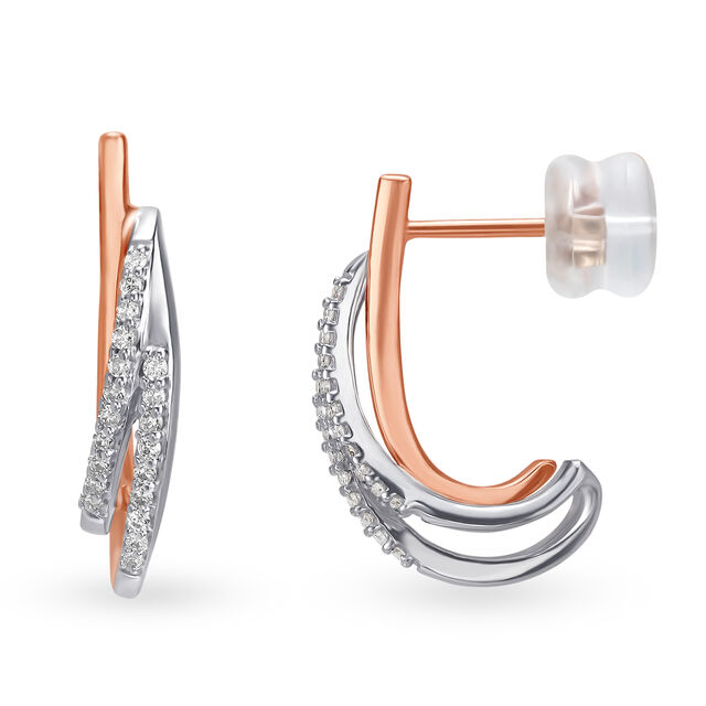 14kt White And Rose Gold Diamond Stud Earrings,,hi-res image number null