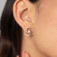 Elegant Spiral Gold & Diamond Stud Earrings,,hi-res view 2