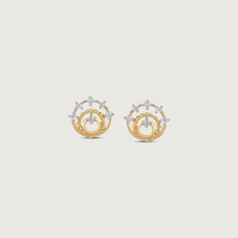 Crown Loop Diamond Stud Earrings