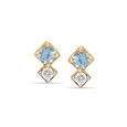 14KT Playful Ice Blue Topaz And Diamond Stud Earrings,,hi-res view 1