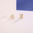 Textured Contrast Gold Stud Earrings,,hi-res view 1