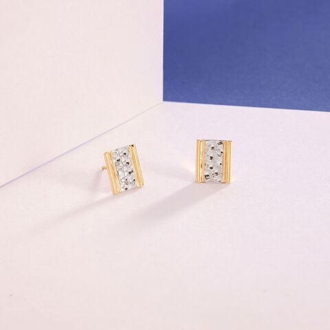 Textured Contrast Gold Stud Earrings