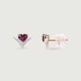 Radiant Heart Pink Garnet & Diamond Stud Earrings,,hi-res view 4