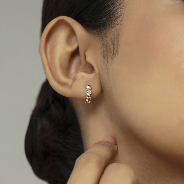 Bold Chic Gold & Diamond Hoop Earrings,,hi-res image number null