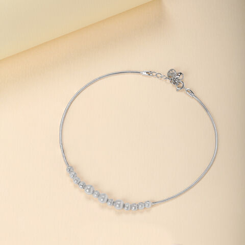 Bead Bomb Single Silver Anklet