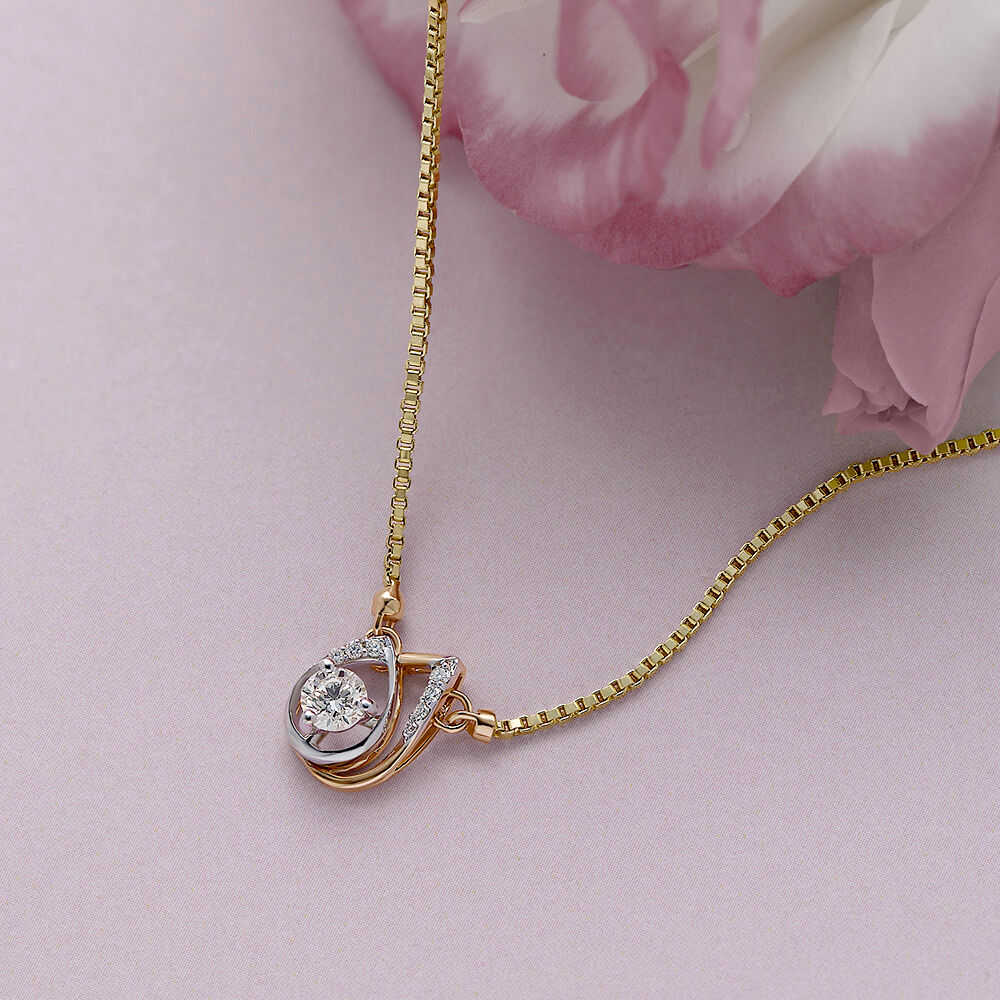 Buy Starlit Heart 14 kt Gold Diamond Pendant with Chain Online Mia by Tanishq