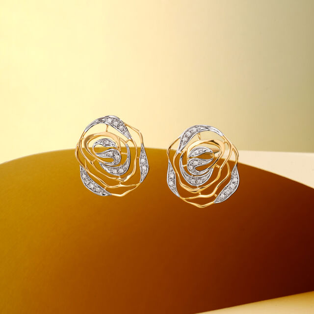 Elegant Swirl Diamond Stud Earrings,,hi-res image number null