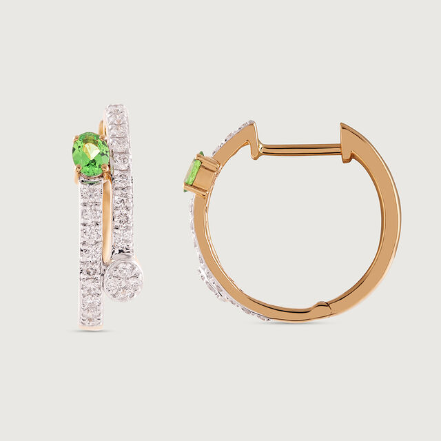 Emerald Glam Gold & Diamond Hoop Earrings,,hi-res image number null