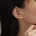 Chic Curve Diamond Hoop Earrings,,hi-res view 2