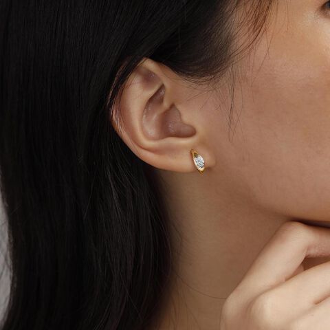 Chic Curve Diamond Hoop Earrings