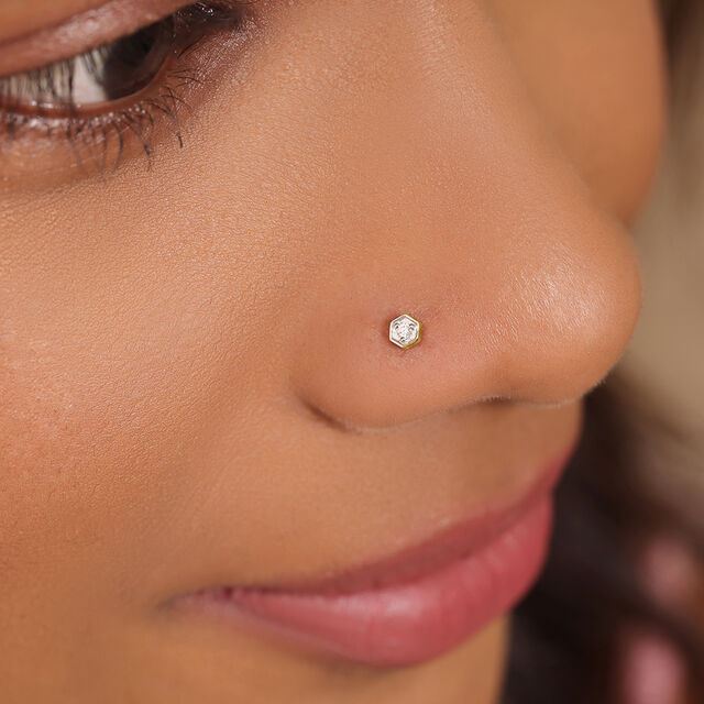 Stone Nose Diamond Nose Pin Online Tanishq Buy 14KT Yellow Gold