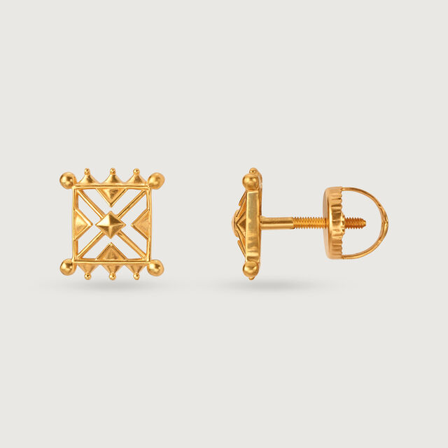 Warli Wonder 22KT Gold Stud Earrings,,hi-res image number null