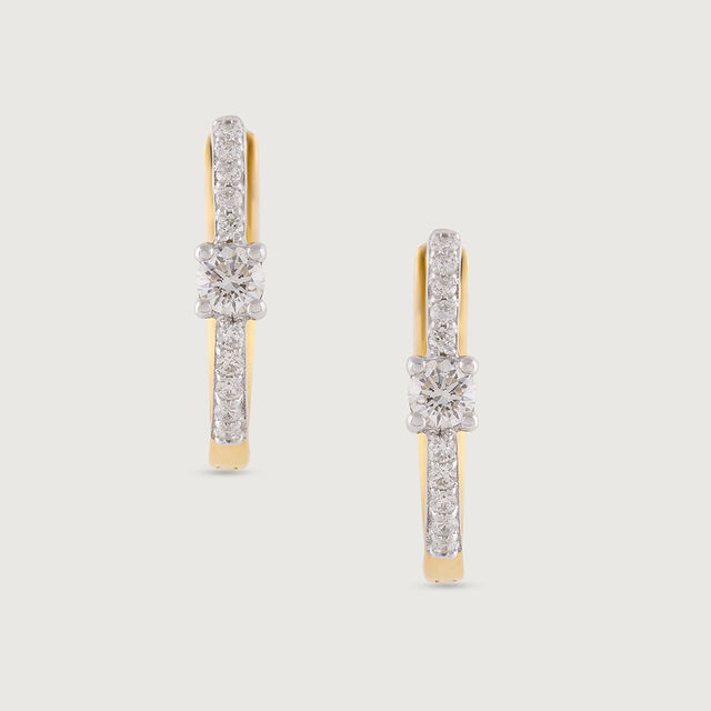 Vibrant Sleek Gold & Diamond Hoop Earrings,,hi-res image number null